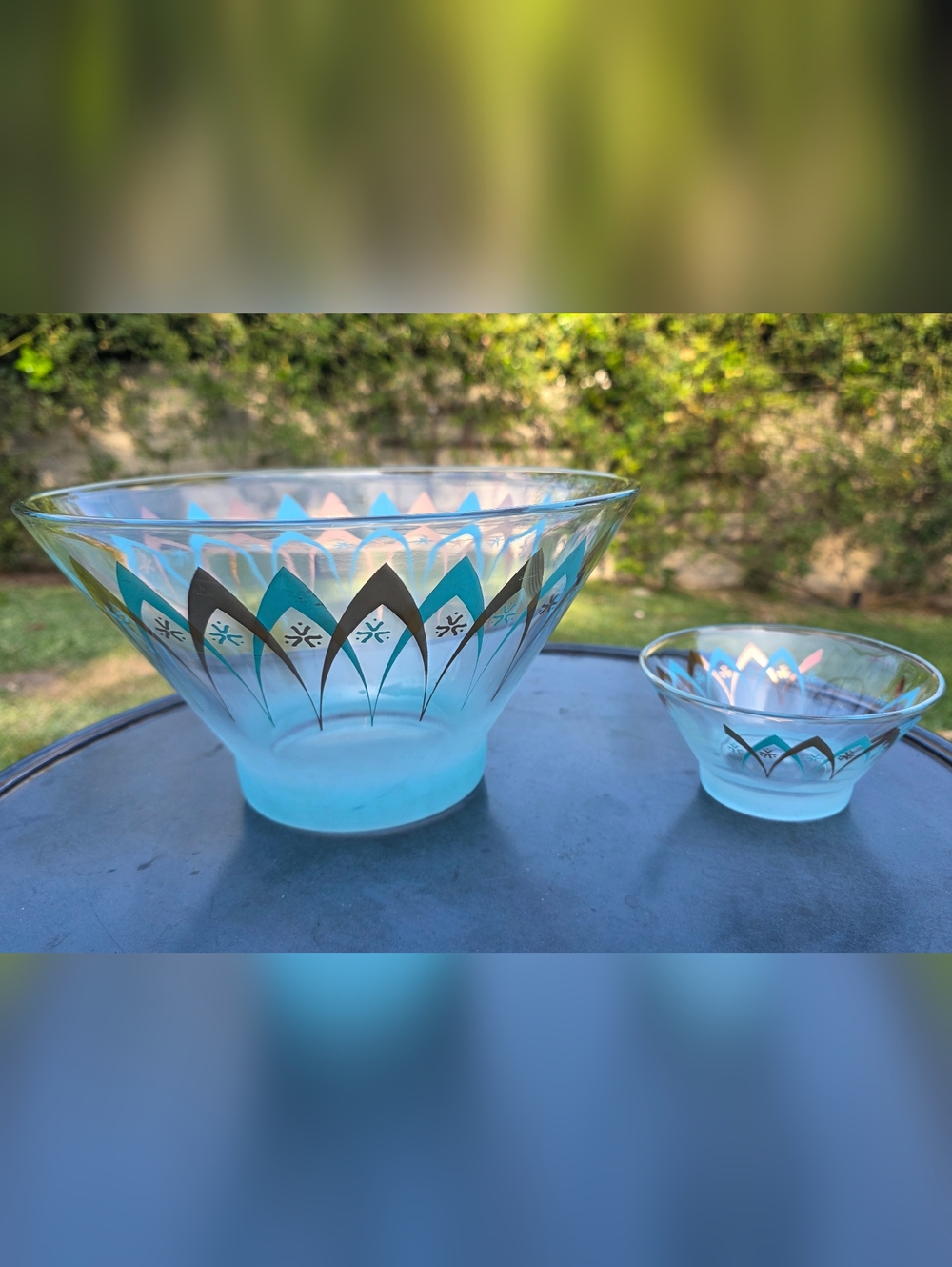 MCM Anchor Hocking Blendo Atomic "Happy Hour" Chip & Dip Set - Turquois